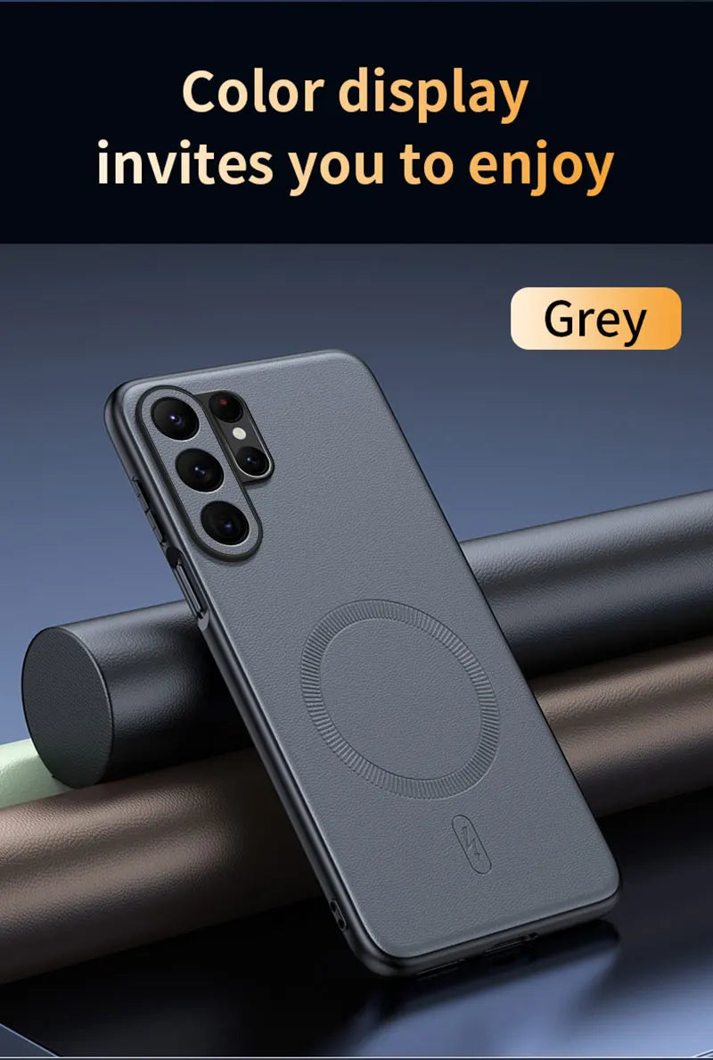 For Samsung Galaxy S26 Ultra Case Magnetic Leather Shield Cover For Samsung Galaxy S26 Ultra Anti-Fingerprint Non-Slip PC+TPU