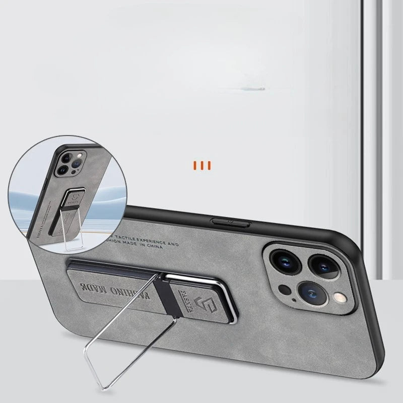 Sheepskin Leather Case for Moto G75 5G G85 G55 G35 G45 G15 G05 G34 E15 Matte Stand Holder Protection Silicone Frame Back Cover