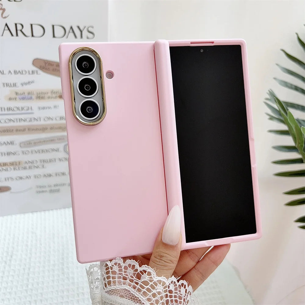 Luxury For MagSafe Flip Hinged Protection Phone Case for Samsung Galaxy Z Fold 8 7 6 5 Wireless Charging Solid Color Matte Cover