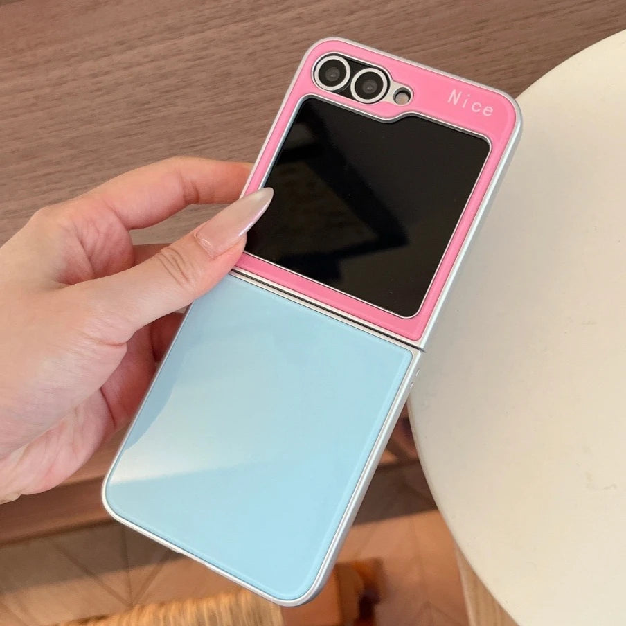Cute INS Dopamine Colors Gradient Case for Samsung Galaxy Z Flip 8 6 5 Flip 7 3 4 Zflip8 Acrylic Hard Shockproof Cover