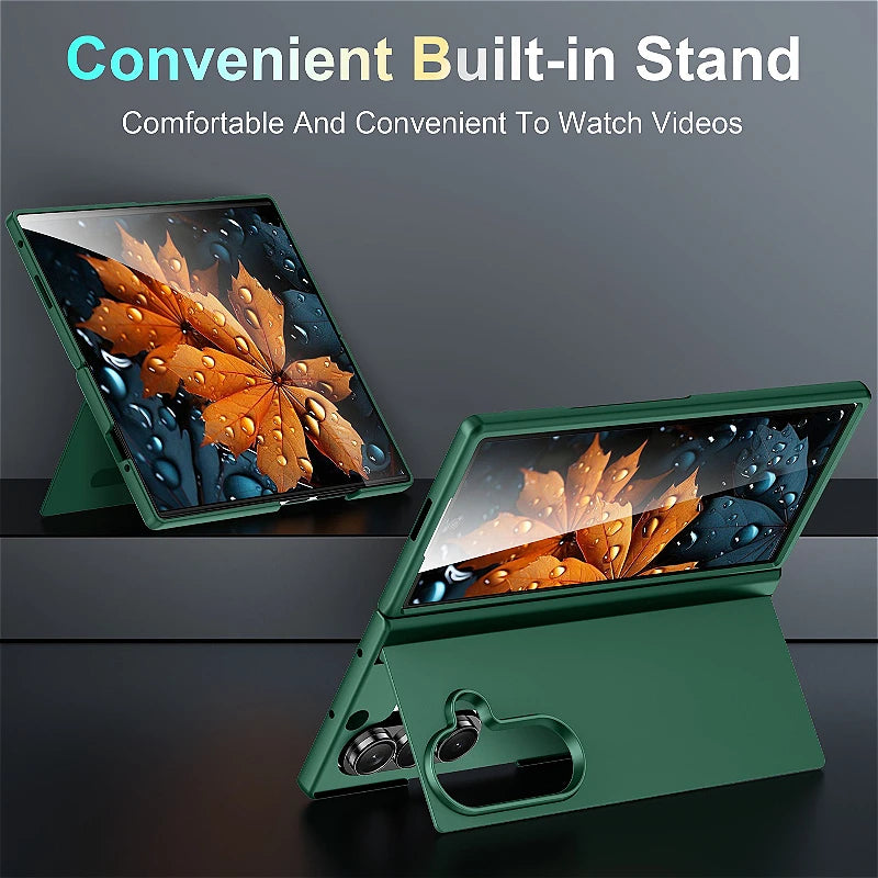 Skin Feel Invisible Bracket Case For Samsung Galaxy Z Fold 7 6 5 4 3 ZFold7 5G Protection Plain 2-piece Set Shockproof Cover