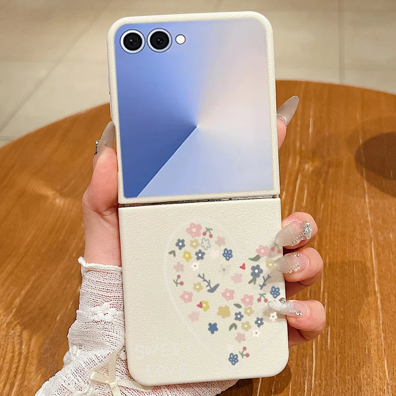 Magnetic Sweet Love Pattern Phone Case For Samsung Galaxy Z Flip7 FE Flip6 Flip 7 6 5 4 3 5G For Magsafe Soft TPU Folding Cover