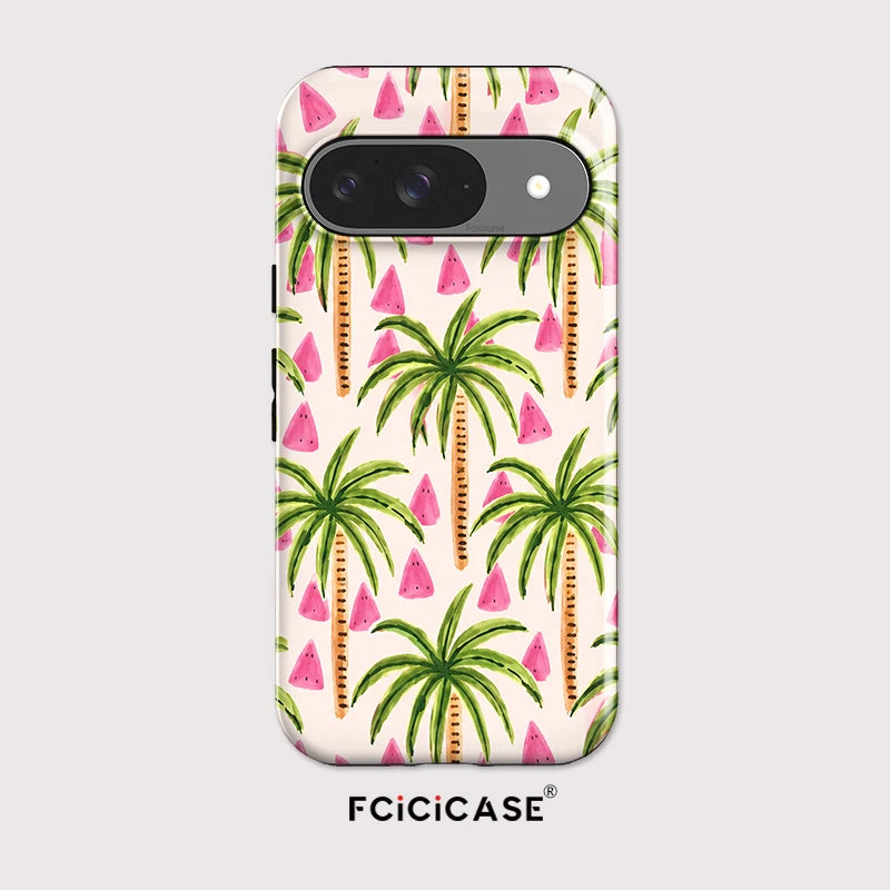 Fcicicase Coconut Tree Print Phone Case For Google Pixel 10A 10 8 9 Pro 10 9 Pro XL 7A 8A Matte Anti-Drop Acrylic Back Cover