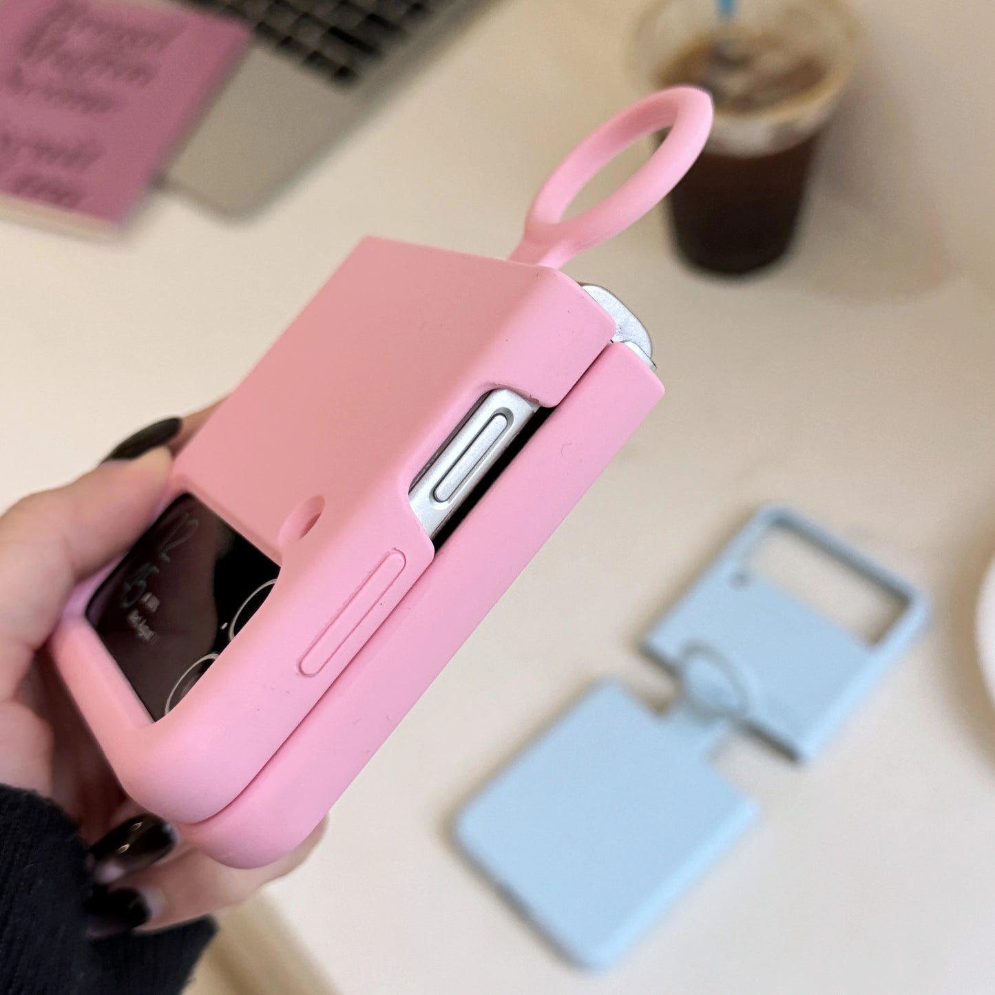 Ring Holder Matte Liquid Silicone Protective Cases For Samsung Galaxy ZFlip4 ZFlip3 Solid Color Soft Bumper Shockproof Cover