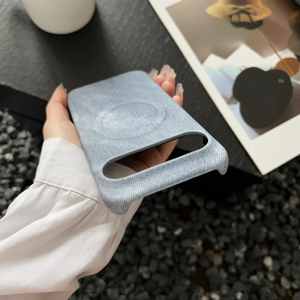 Original Cowboy Leather Texture For Magsafe Phone Case For Google Pixel 11 10 9 8 7 A Pro XL Full Frosted Magnetic Bumper Cover