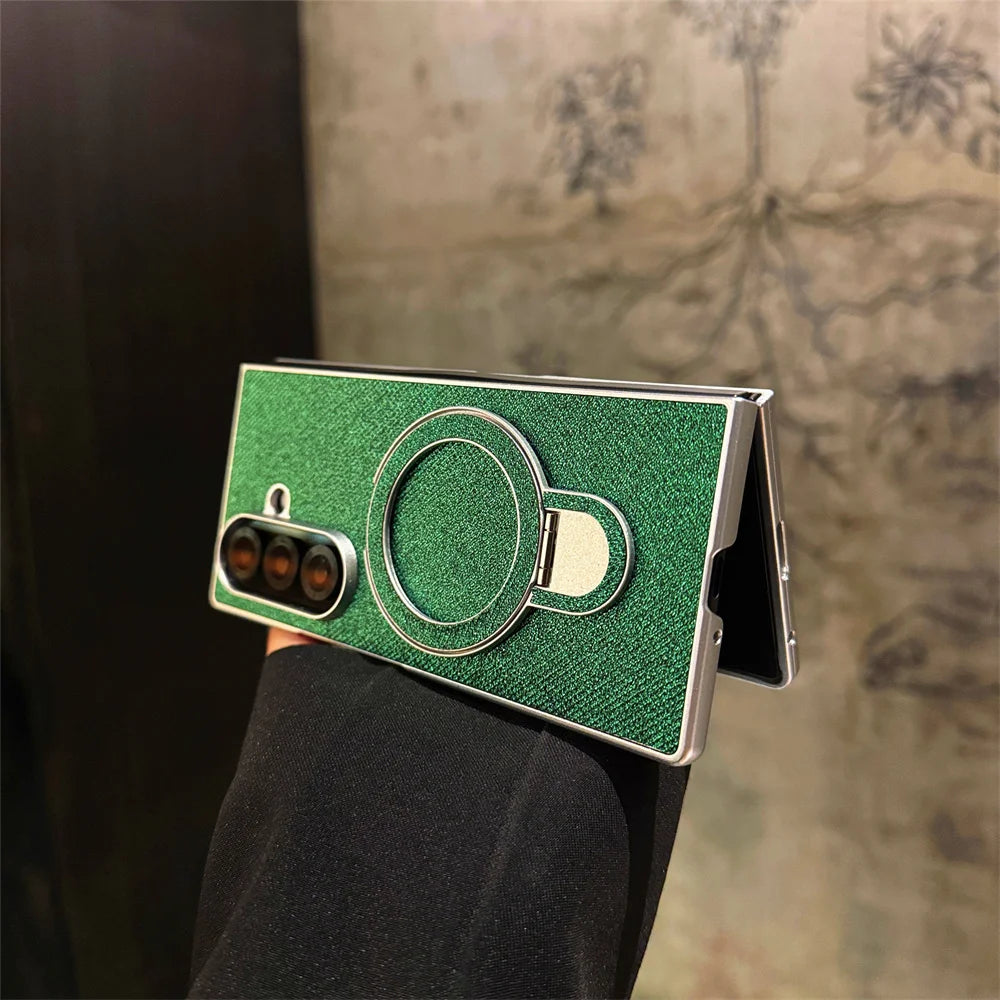 Luxury Full Glitter Rhinestone Folding Stand Phone Case For Samsung Z Fold 7 6 5 4 3 Plating Shockproof Frame Protection Cover