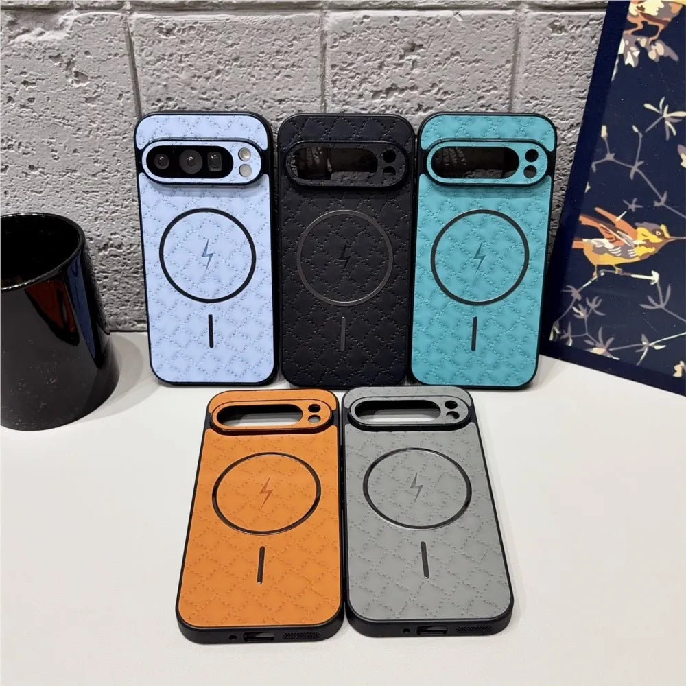 Fashion Quilted Leather Texture Magnetic Phone Case For Google Pixel 11 10 9 8 7 A Pro XL Shockproof Back Cover
