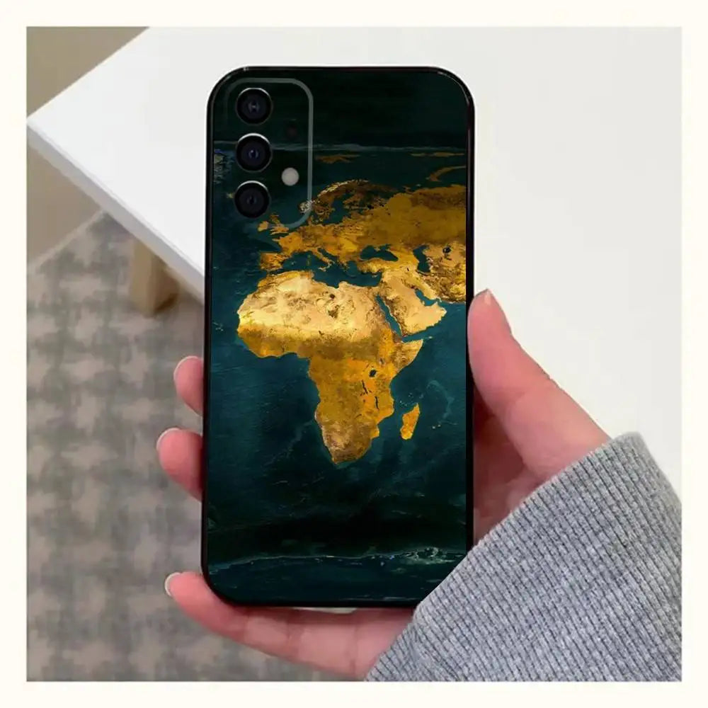 Africa Map Geogra Phone Case For Samsung Galaxy A20,A21s,A22,A31,A32,A52,A53,A72,73,A80,A91 Soft Black Cover