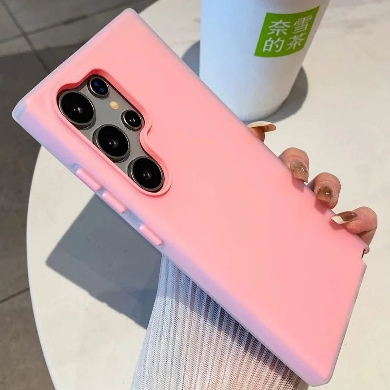 2-in-1 Candy Color Matte Jelly Hard Phone Case For Samsung S25 S24 Ultra S23 FE S22 Plus A55 A54 A53 A35 A34 A33 A15 A14 Cover