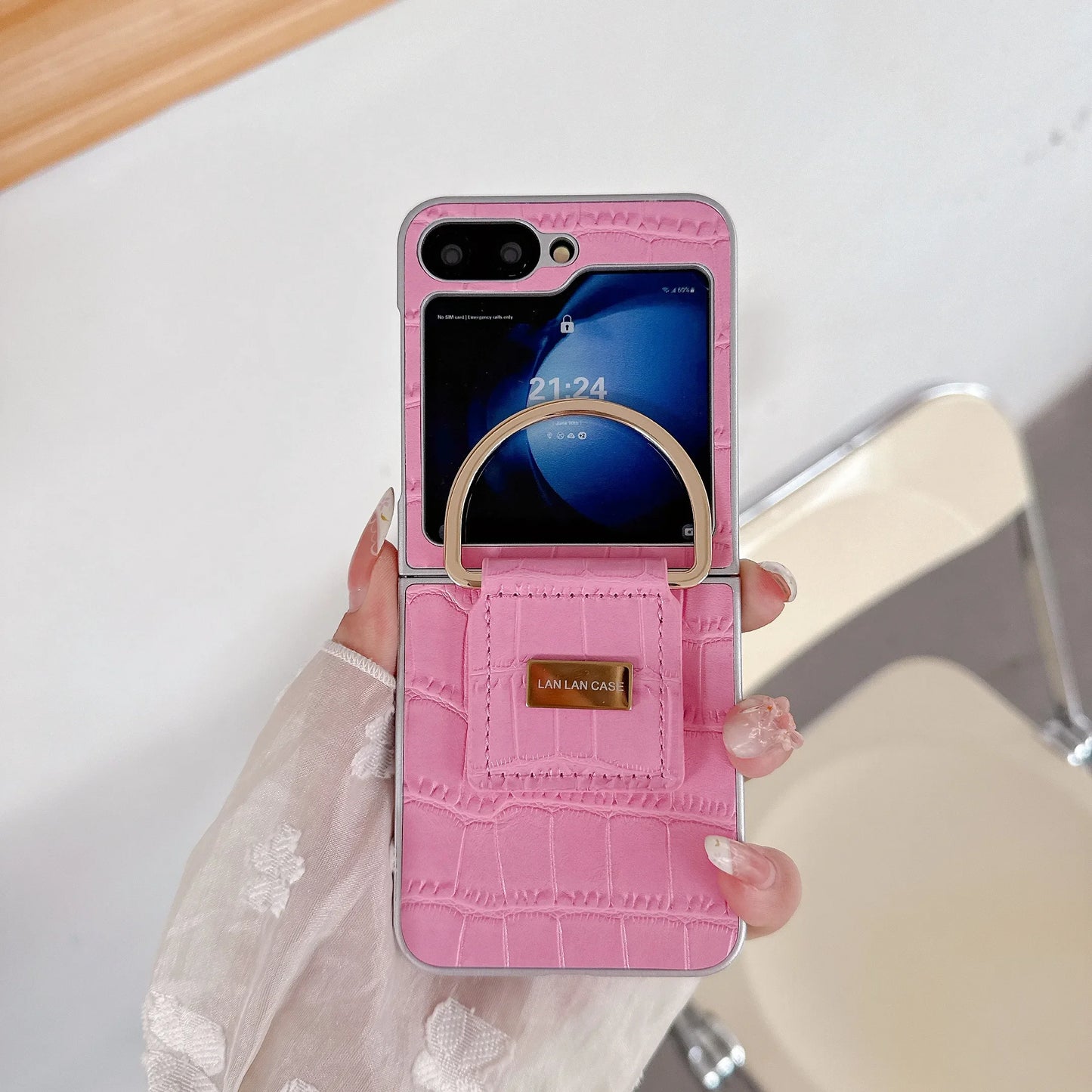 For Samsung Z Flip 7 6 5 4 3 Multi colored crocodile patterned metal buckle phone case