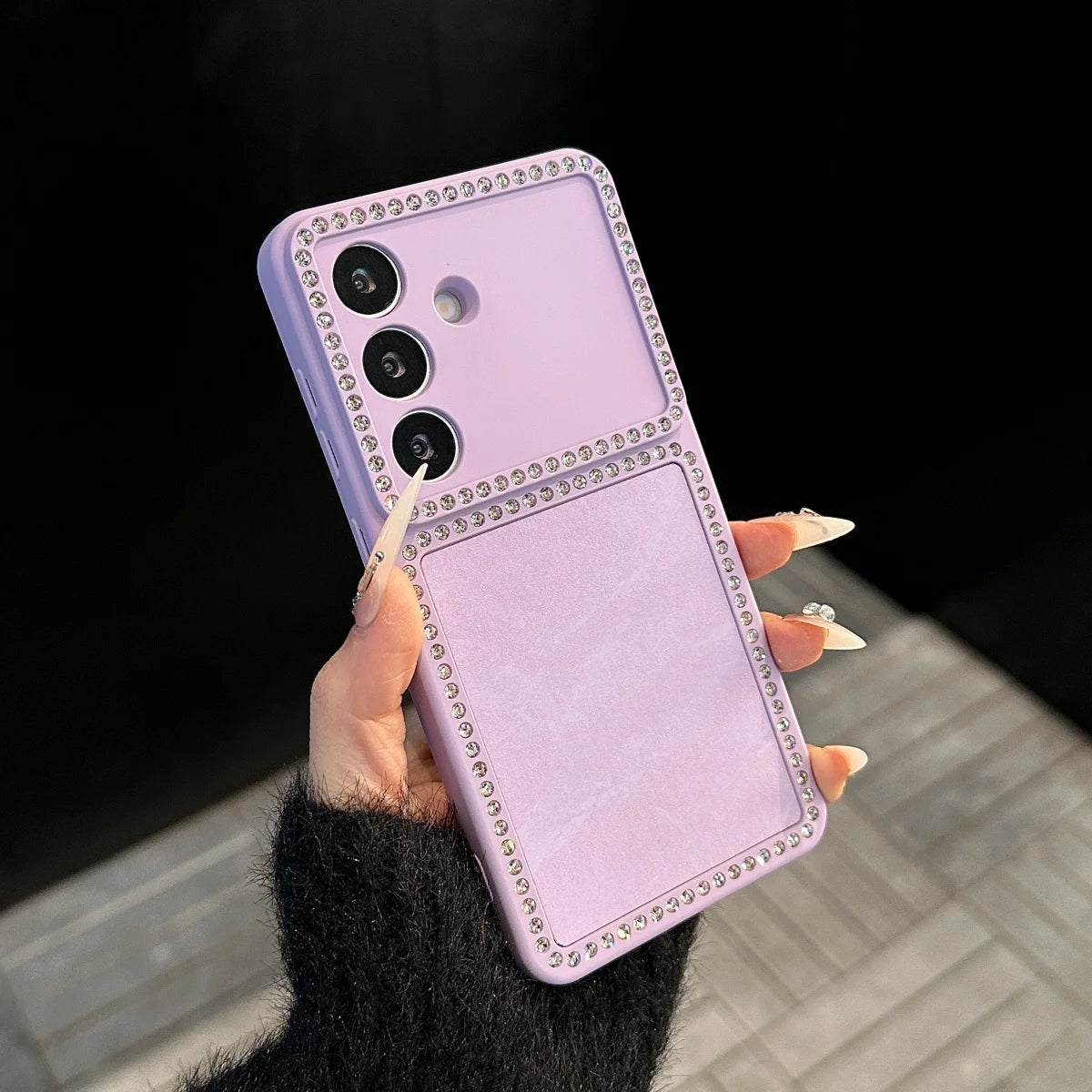 Fashion Snow Mountain Velvet Glitter Diamond Phone Case For Samsung S26 S25 S24 FE Ultra Plus Camera Protection Shockproof Cover