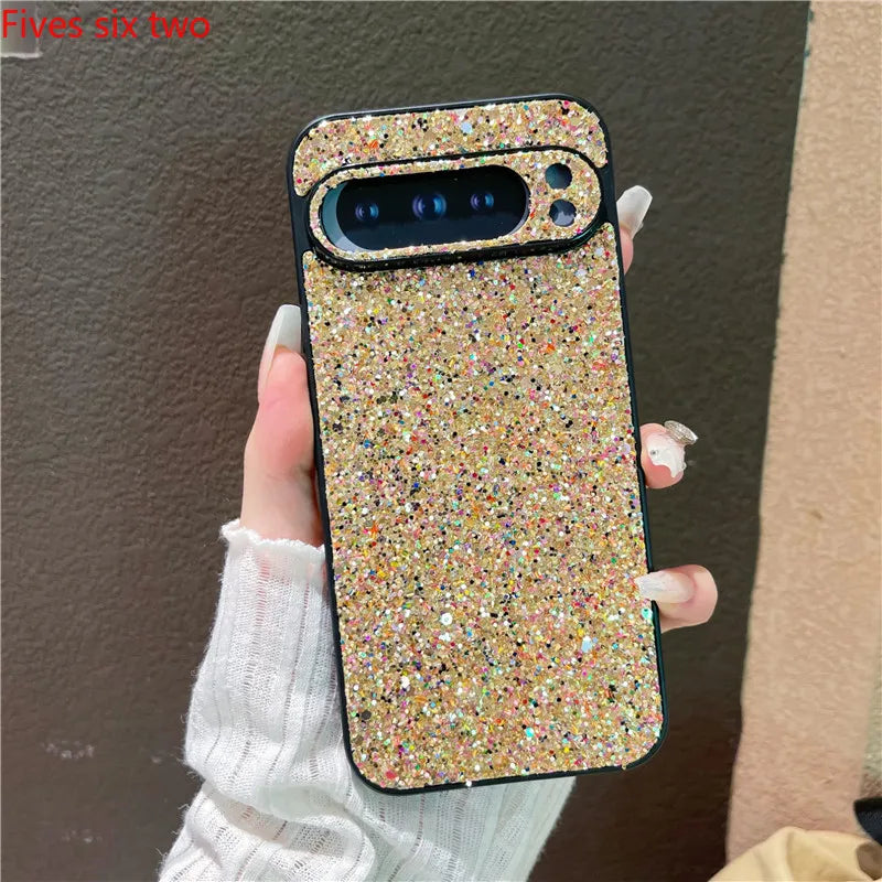 Luxury Glitter Phone Cases For Google Pixel 9A 8A 7A 6A 10 Pro XL 9 8 7 6pro Shiny Shockproof Hard Back Cover Grid Protect Shell