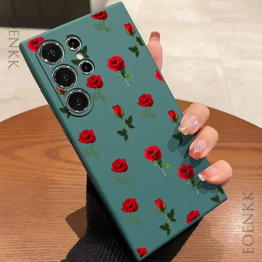 New Retro Fashion Rose Phone Case For Samsung Galaxy A25 A32 A33 A72 A73 Note 10 20 Plus S25 S24 S23 S22 S21 Ultra FE 5G Cover