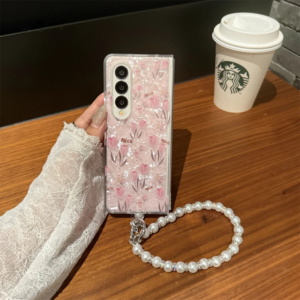 for Samsung Galaxy Z Fold 7 5G Hard PC Phone Case Floral Shell for Z Fold 7 6 5 4 3 Drop-Proof Protective Cover