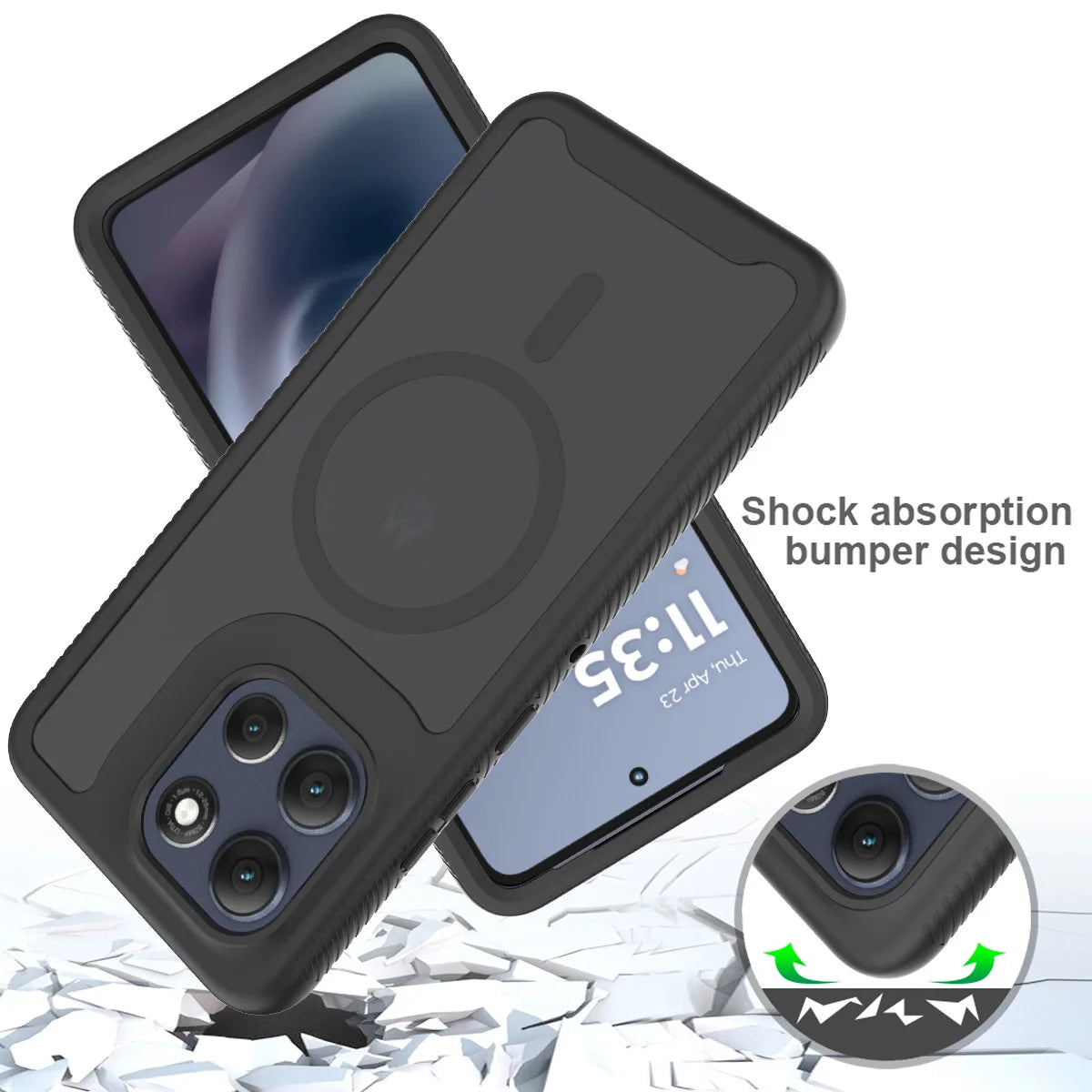 Military Shockproof Matte Magnetic Phone Case For Motorola Moto G55 G05 G35 G15 E15 G06 G56 G86 For Magsafe Rugged Armor Cover