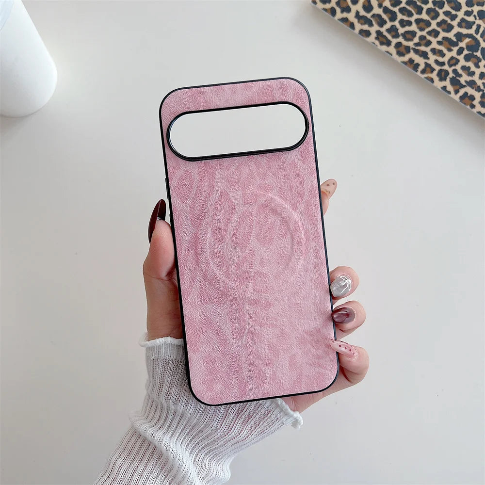 Leopard Leather for Magsafe Case For Google Pixel 9 8 7 6 Pro 9 10 Pro XL 5A 8A 7A 6A 9A pixel9 9proXL Wireless Charging Cover
