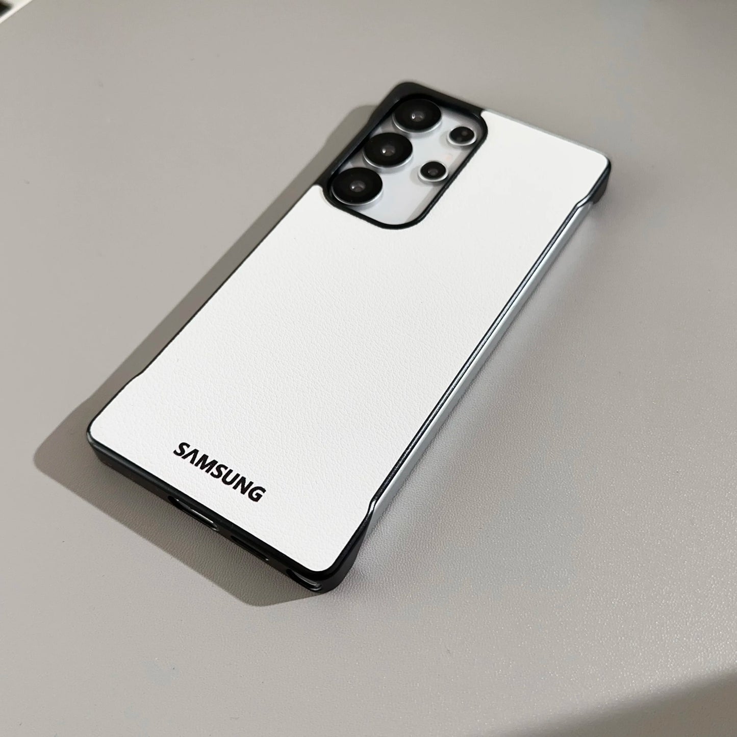 Ultra Thin Leather Texture Frameless Phone Case Samsung Galaxy S26 S25 Plus S24 Ultra Plus S25 Edge Luxury Shockproof Back Cover