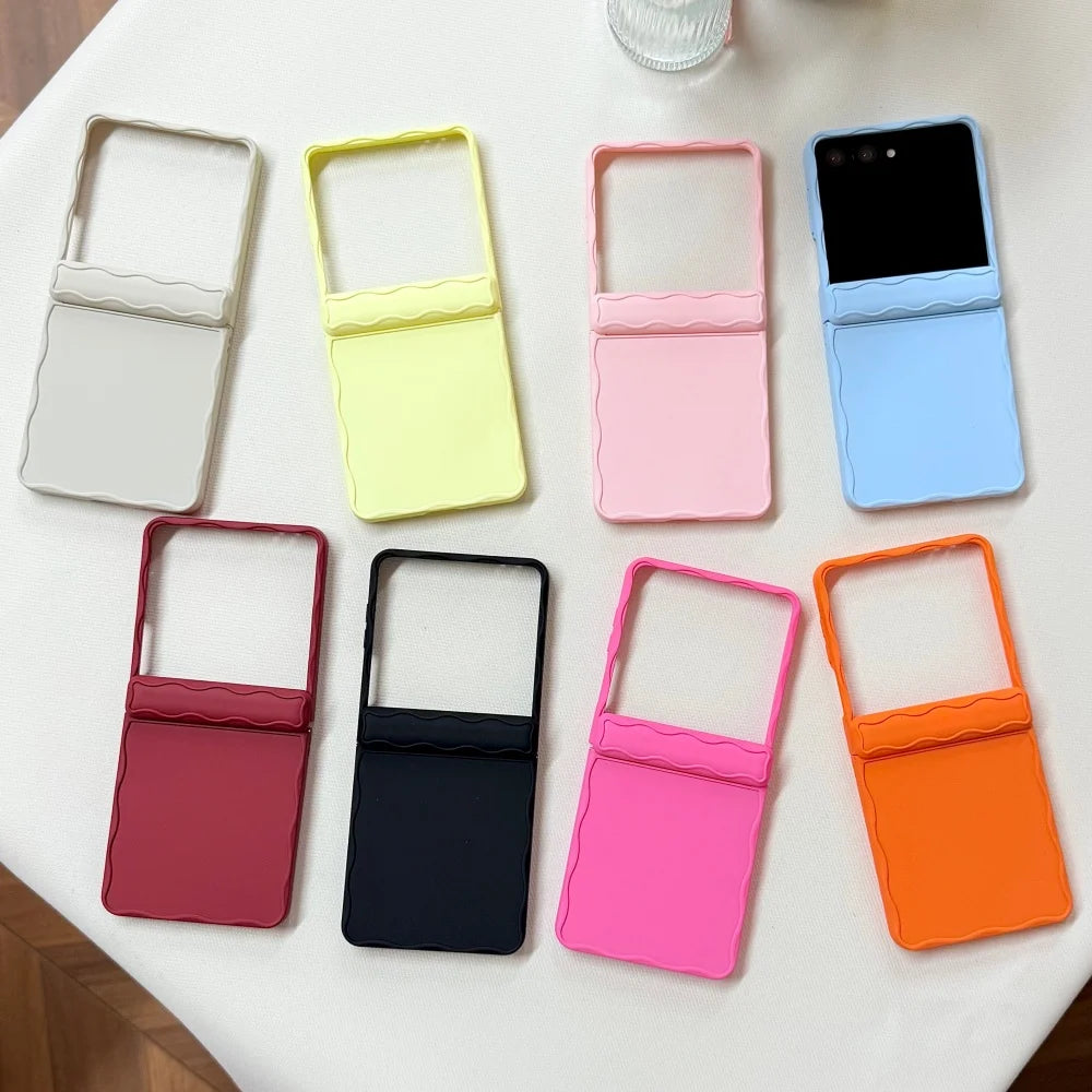 Luxury Matte Candy Color Wave Case for Samsung Galaxy Z Flip 7 6 5 Zflip Ultra Slim Shockproof Frosted Cover for Samsung Flip7