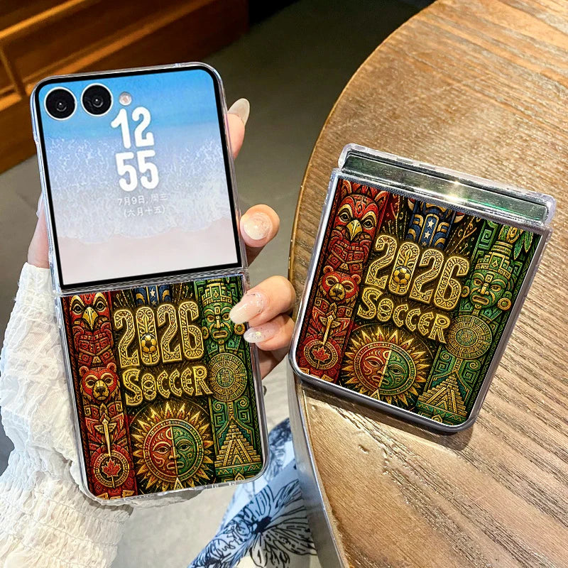 Creative Passion Soccer Ball Pattern Phone Case For Samsung Galaxy Z Flip7 FE Flip6 Flip 7 6 5 4 3 Clear Folding Hard PC Cover