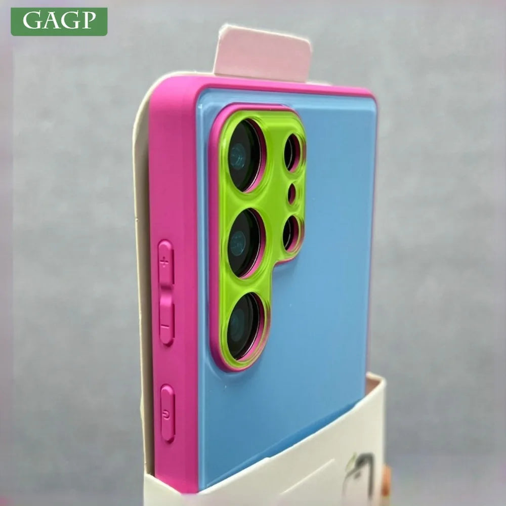 Summer Dopamine Contrast Candy Color For Samsung Galaxy S26 Ultra Plus S25 Ultra S24 All-inclusive Shockproof Bumper Hard Cover