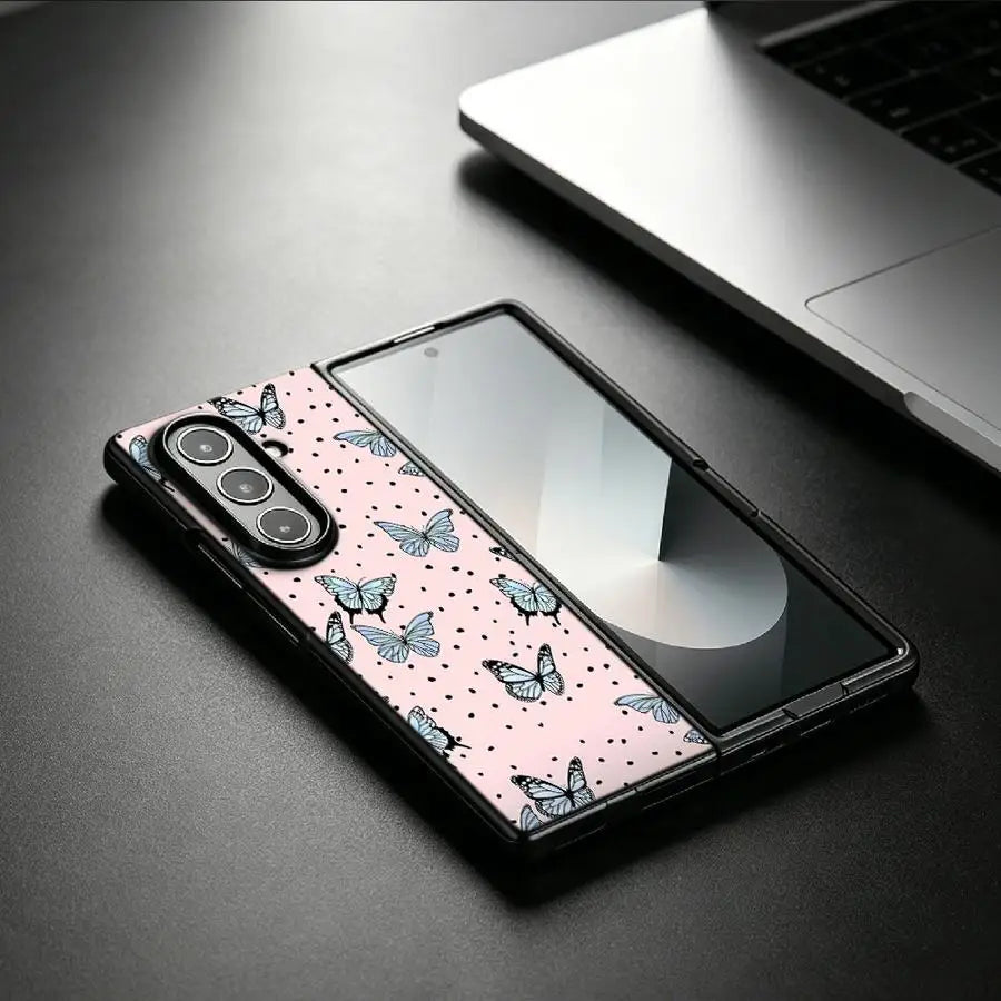 Polka Dot Butterflies Case for Samsung Galaxy ZFold7 ZFold5 Z Fold 7 6 5 4 3 ZFold3 ZFold6 ZFold4 Back Phone Cover