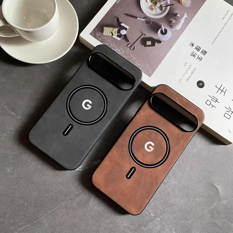 Luxury Business Leather For Magsafe Phone Case For Google Pixel 10 9 8 7 Pro XL 8A 7A Magnetic Wireless Charging Protect Cover