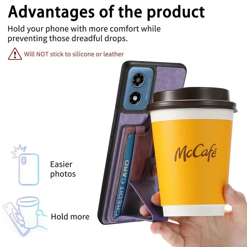 Leather Card Holder Capa for Motorola Moto G85 G55 G45 G35 G05 E15 S50 Neo Edge 60 Fusion Edge50 Pro 50 Neo 5G Bumper Back Case