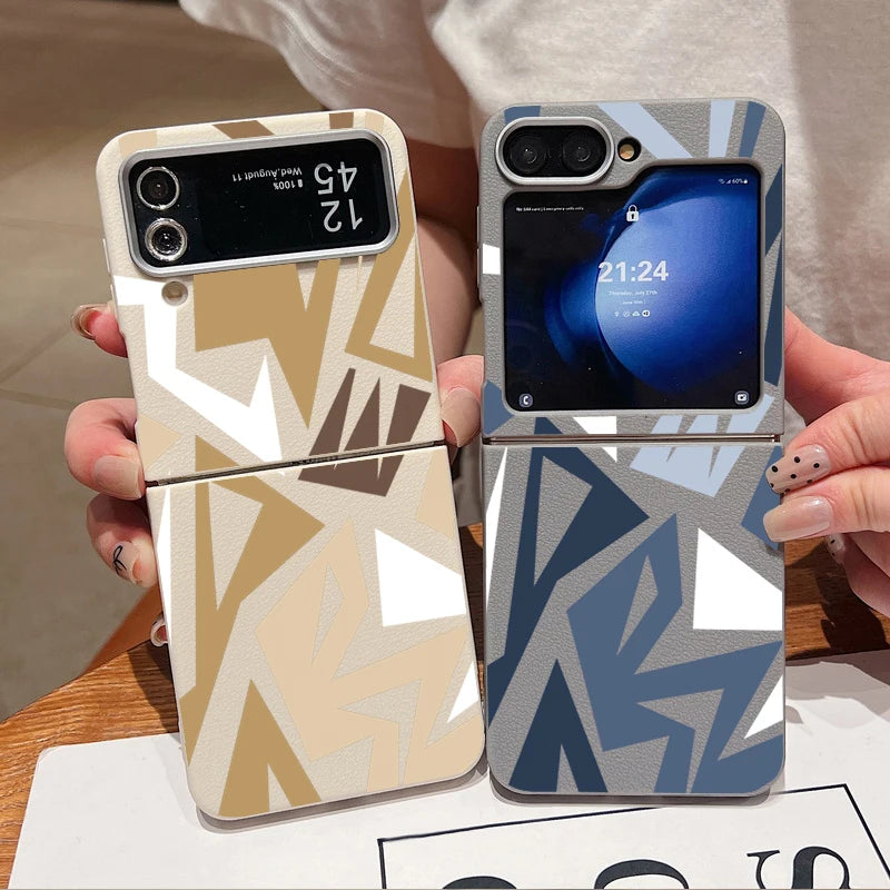 Geometric Pattern Phone Case For Samsung Z Flip7 FE Flip6 Flip5 Flip4 Folding Soft TPU Cover For Samsung Galaxy Z Flip 7 6 5 4 3