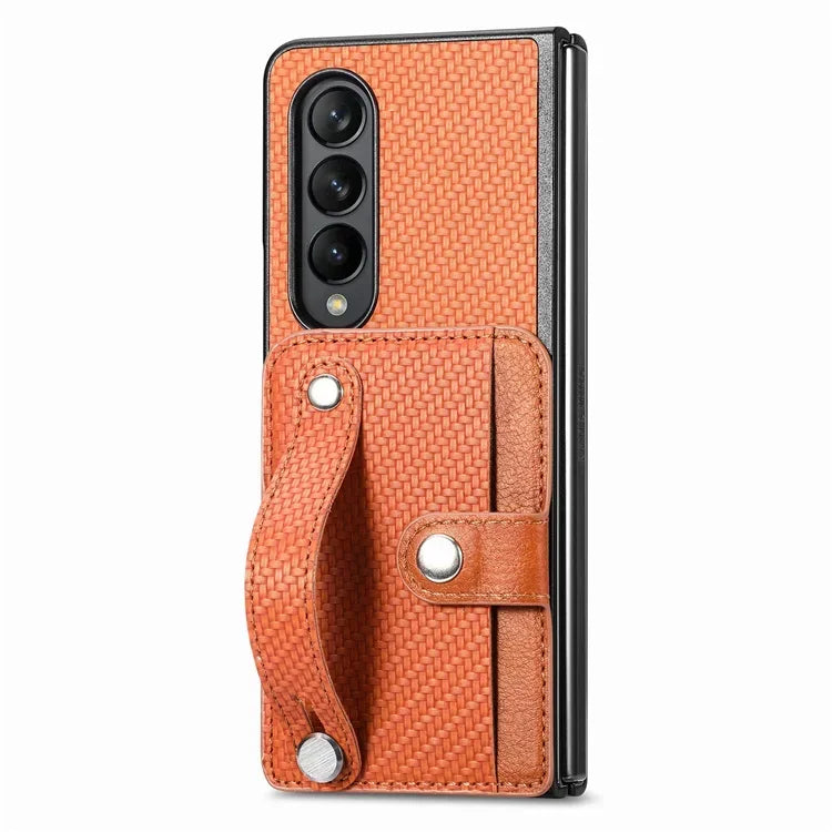Luxury Case For Samsung Galaxy Z Fold 7 5G 2025 Leather Card Wristband Back Cover For Galaxy Z Fold 6 5 4 3 2 Fold7 Funda