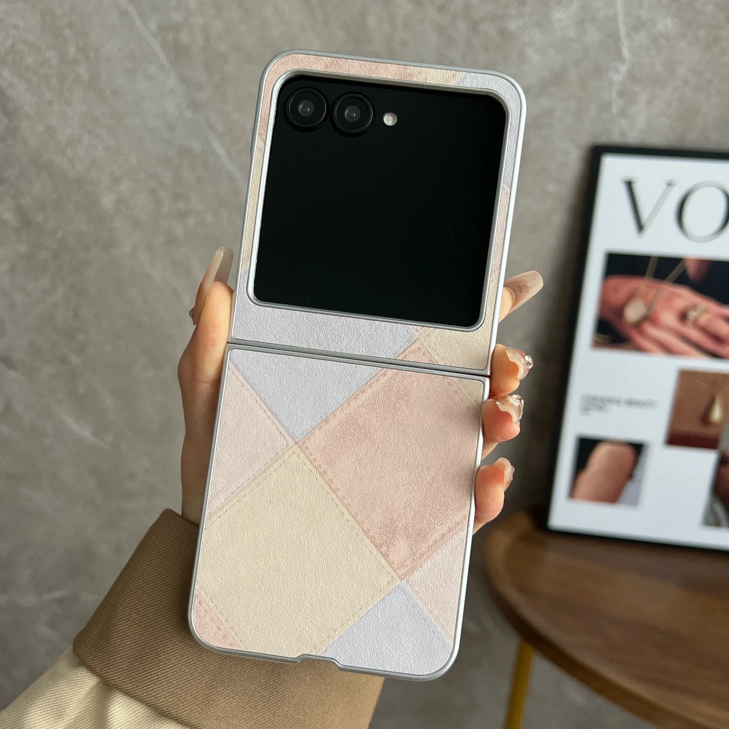 Fashion Retro Leather Case for Motorola Razr 50 Ultra Moto Razr50 5G 2-piece Set Protection Plain Anti-Scratch Lightweight Cover