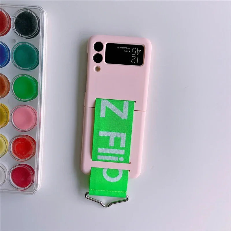 Z flip 6 7 Case Luxury Wristband For Samsung Galaxy Z Flip 7 4 5 3 6 Wrist Strap Hard Shockproof Flip4 Flip6 Zflip5 Z6 Z7 Cover