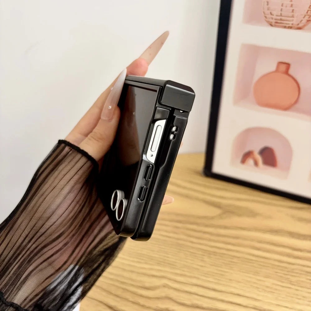 Luxury Retro Cowhide Pattern Folding Stand Case for Samsung Galaxy Z Flip 8 ZFlip 3 4 5 6 7 8 Leather Hinge All-inclusive Cover
