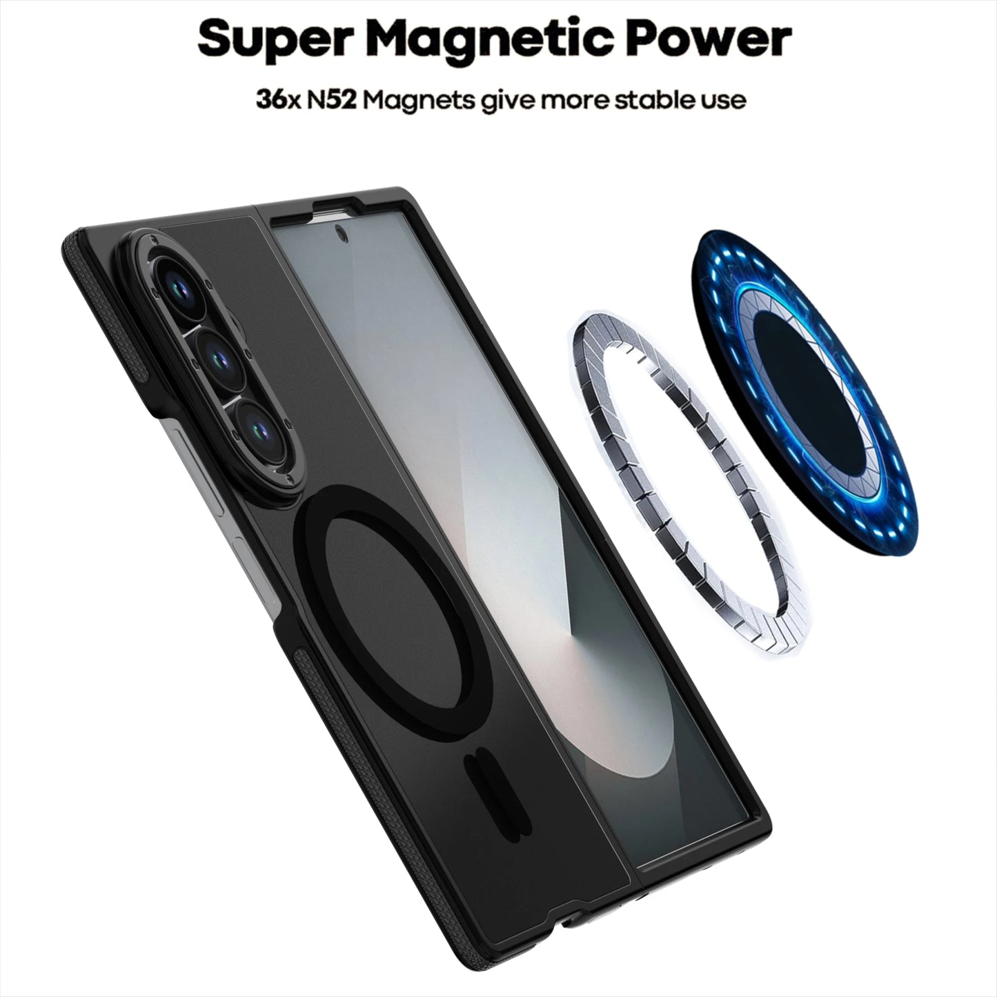 For Samsung Galaxy Z Fold 7 6 For Magsafe Case Matte Translucent Hinge Folding Shockproof Magnetic Wireless Charging Cover Funda