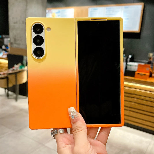 Fashion Gradient Contrast Color Phone Case For Samsung Galaxy Z Fold 6 5 4 Splice Color Shockproof Protection Bumper Hard Cover