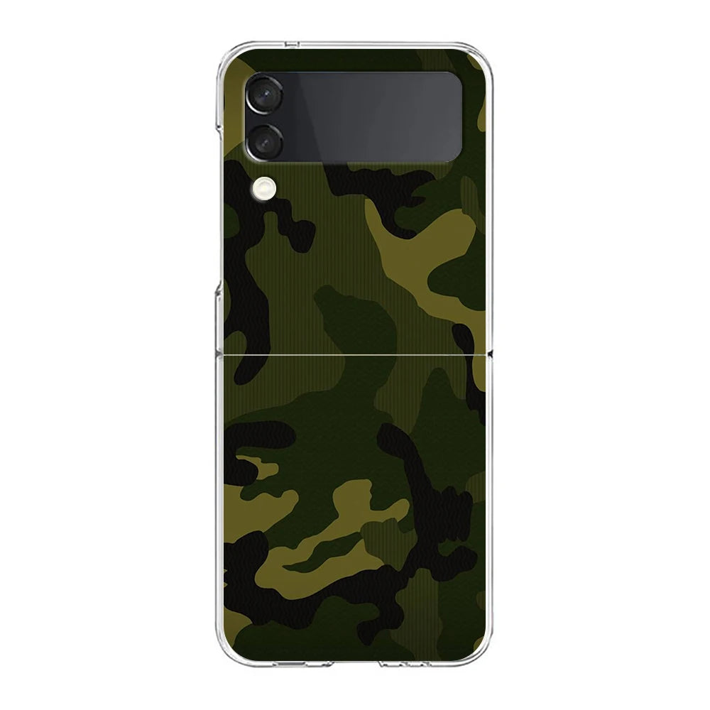 Camouflage Camo Hard PC Phone Case For Samsung Galaxy Z Flip 4 5 6 Black Cover For Galaxy Z Flip 3 Foldable Shockproof Case Capa