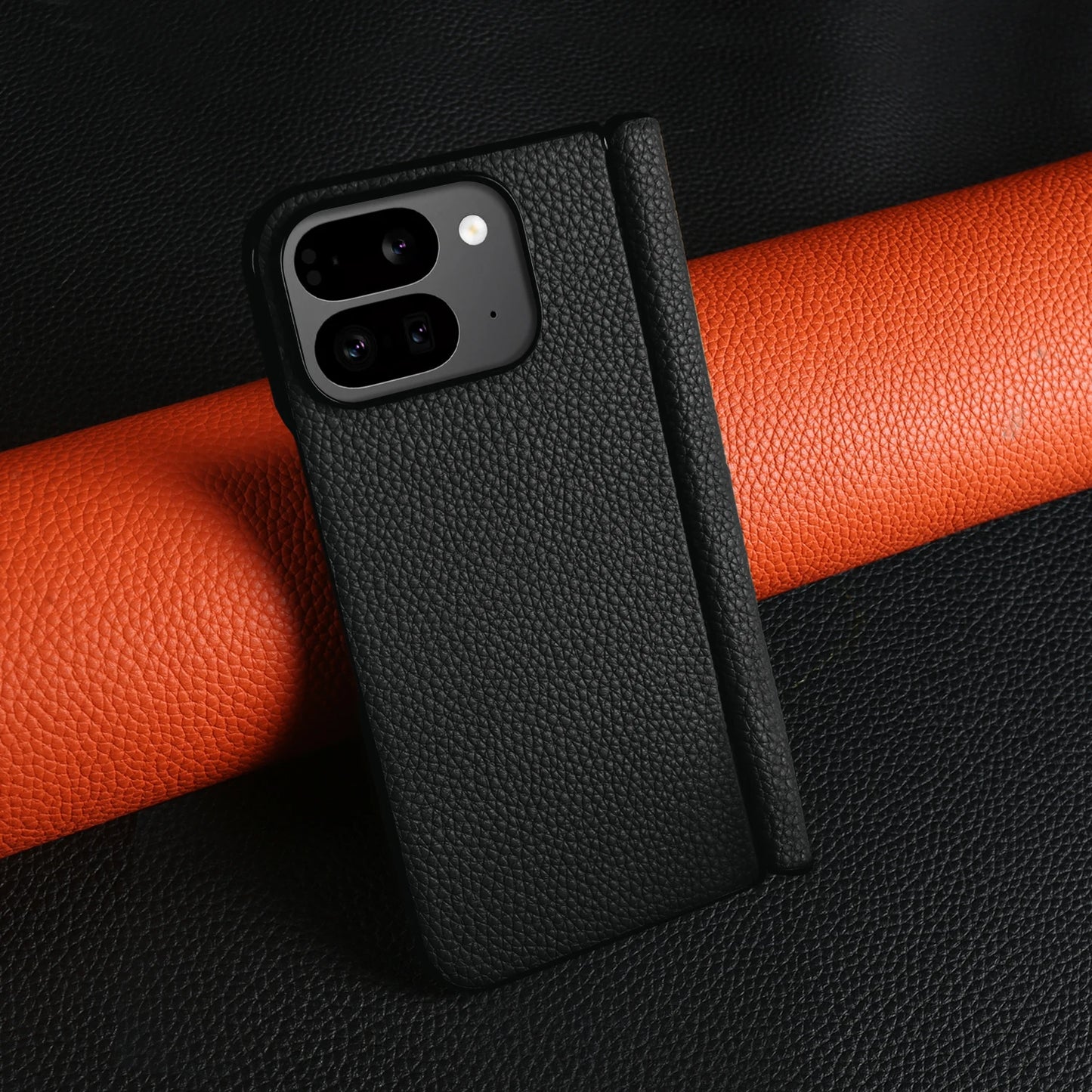 For Google Pixel 9 Pro Fold Case Genuine Leather Cover Pixel 9Pro Fold Capa Protective Etui Back Coque Carcasa without front