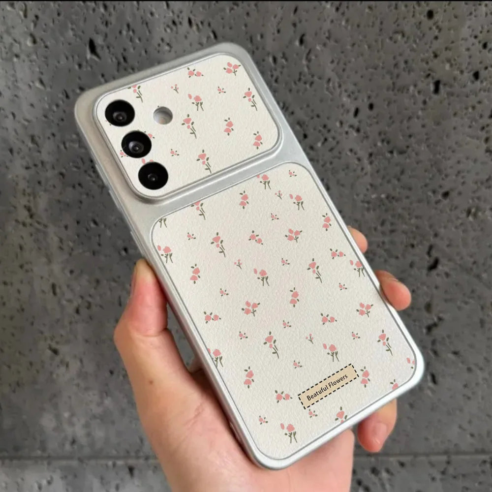 Camera Window Fower Phone Case For Samsung S26 Ultra S24 S25 FE S23 A56 5G A57 A37 A27 A17 A07 A06 A16 A26 A54 A55 Leather Cover