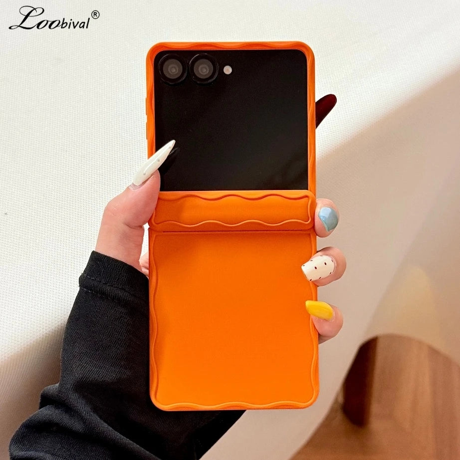 Luxury Matte Candy Color Wave Case for Samsung Galaxy Z Flip 7 6 5 Zflip Ultra Slim Shockproof Frosted Cover for Samsung Flip7