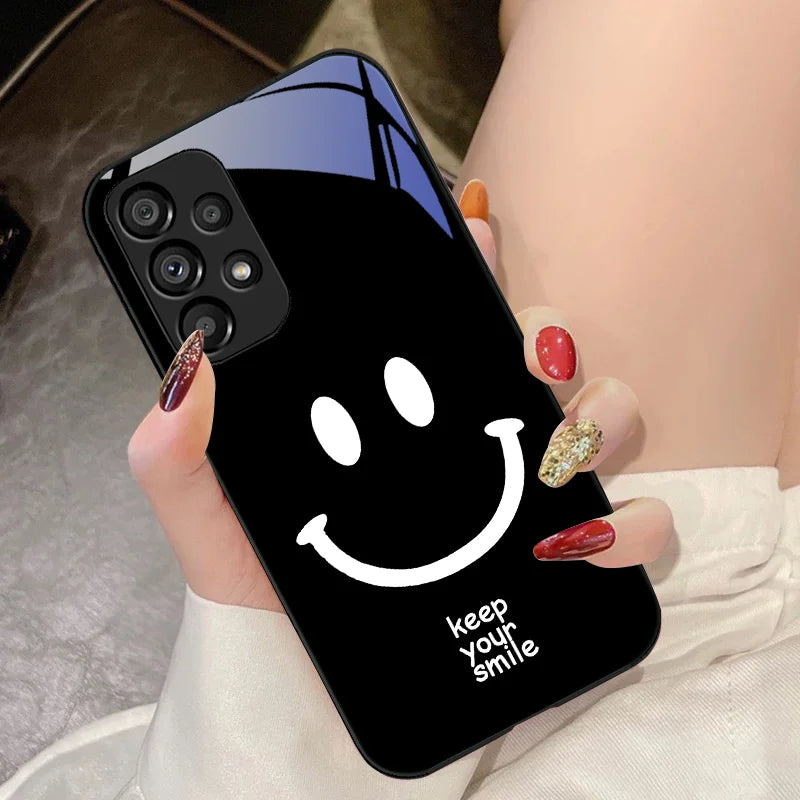 Tempered Glass Phone Case For Samsung Galaxy S10 4G S20 11E 30 S21 21Fe 22 Pro S23 Ultra 5G S8 S9 Plus Keep Your Smile