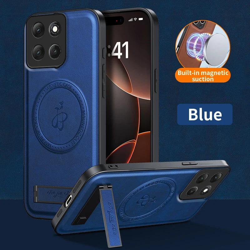For MOTO G86 G85 G64 G84 G67 Power G75 5G Holder Lens Protection Soft Phone Case Magnetic Wireless Charging Leather Cover Cases