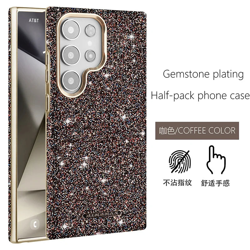 For Samsung Galaxy S24 S25 Ultra S25 Plus Electroplated Flash Powder Magsafe Phone Cas Fall Prevention Wireless Charging Cover