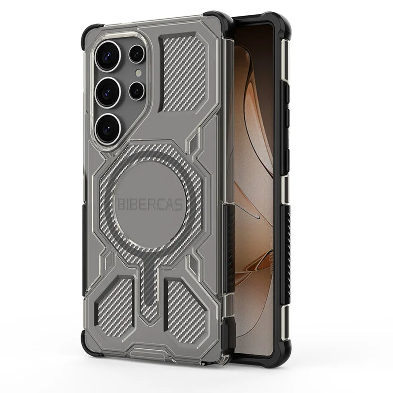 BIBERCAS Translucent Magnetic Case For Samsung Galaxy S26 Ultra S26Plus S25 Edge Wireless Charging TPU Frame Plastic Back Cover