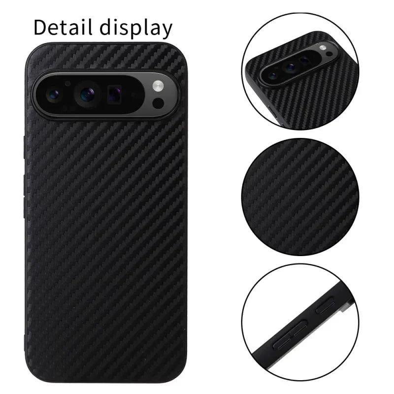 For Google Pixel 10 Pro 8 7 6 9 Pro XL 9A 8A 7A Leather Case With Finger Ring Holder Carbon Fiber Saffiano Leopard Print Cover