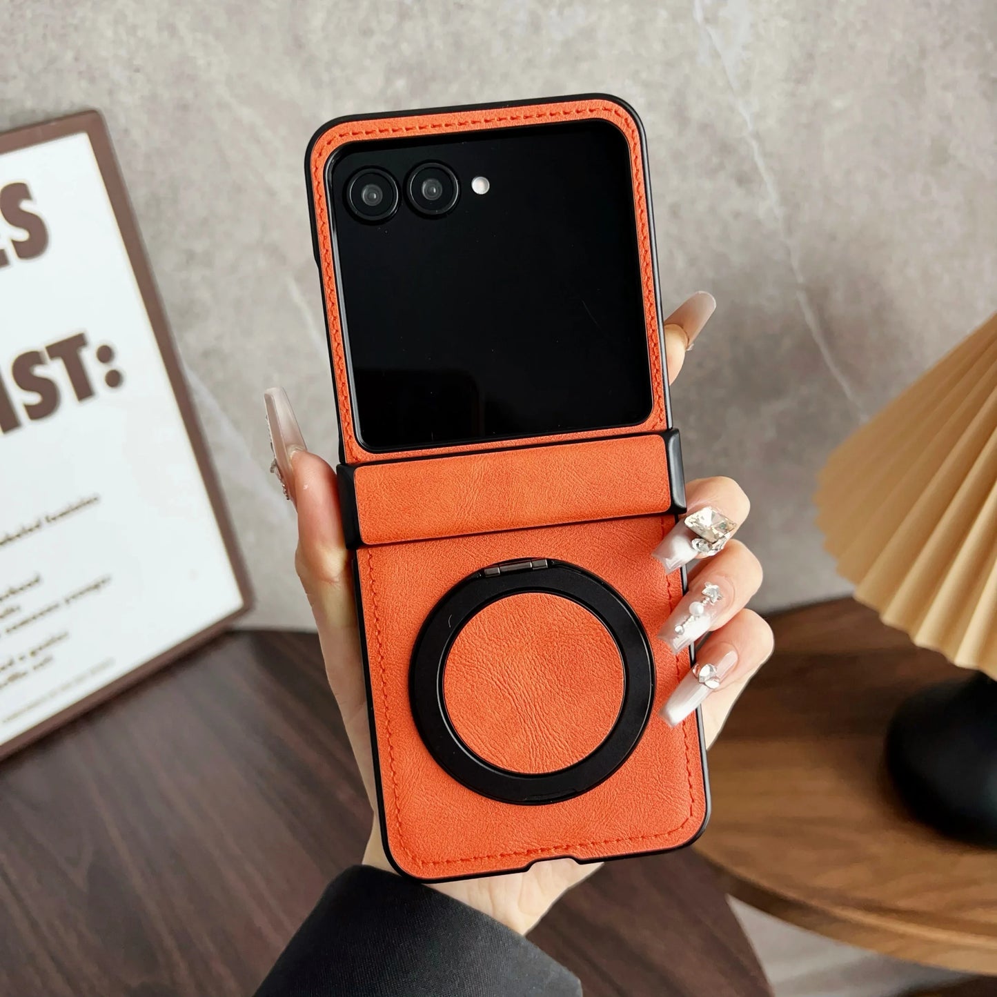 For Magsafe Holder Phone Case For Motorola Razr 60 50 Ultra Leather Hinger Protective Cover For Motorola Razr 40 Ultra Funda