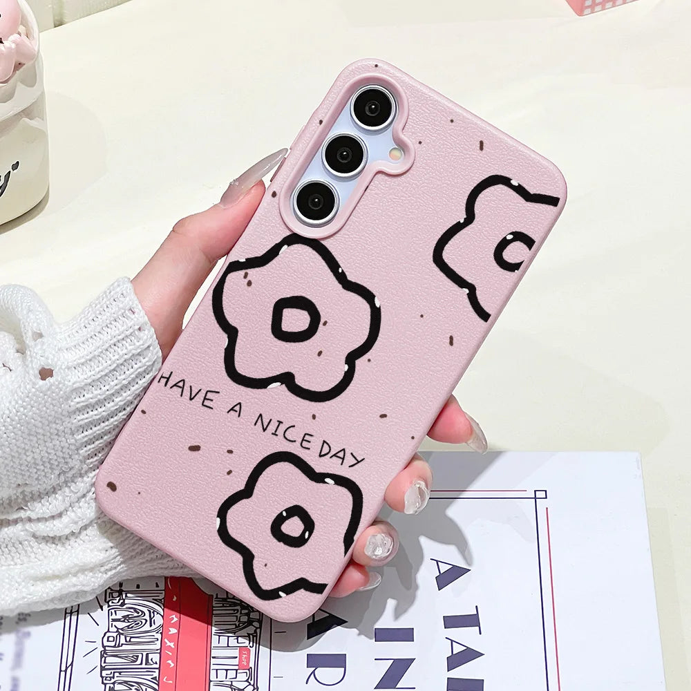 Flower Lichee Pattern Phone Case For Samsung Galaxy A56 5G A16 A17 A55 A36 A53 A35 A06 A07 A26 A34 S25 Ultra S24 FE S23 Cover