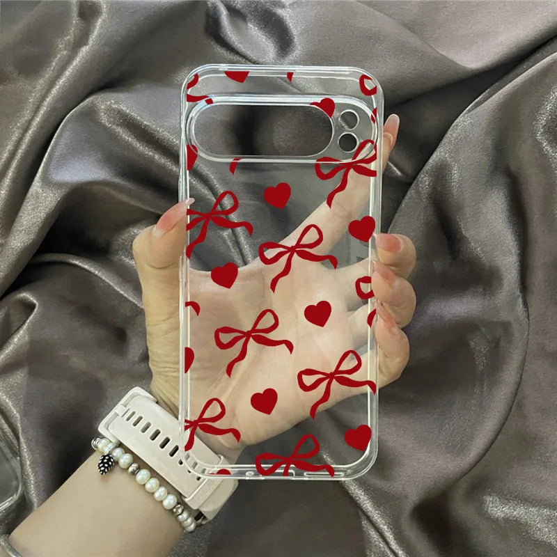 Cute Star Bow Phone Case for Google Pixel 10 9 9Pro XL 8A 8Pro 8 7 7A 7Pro 5G Hot Christmas Soft TPU Clear Cover Fundas