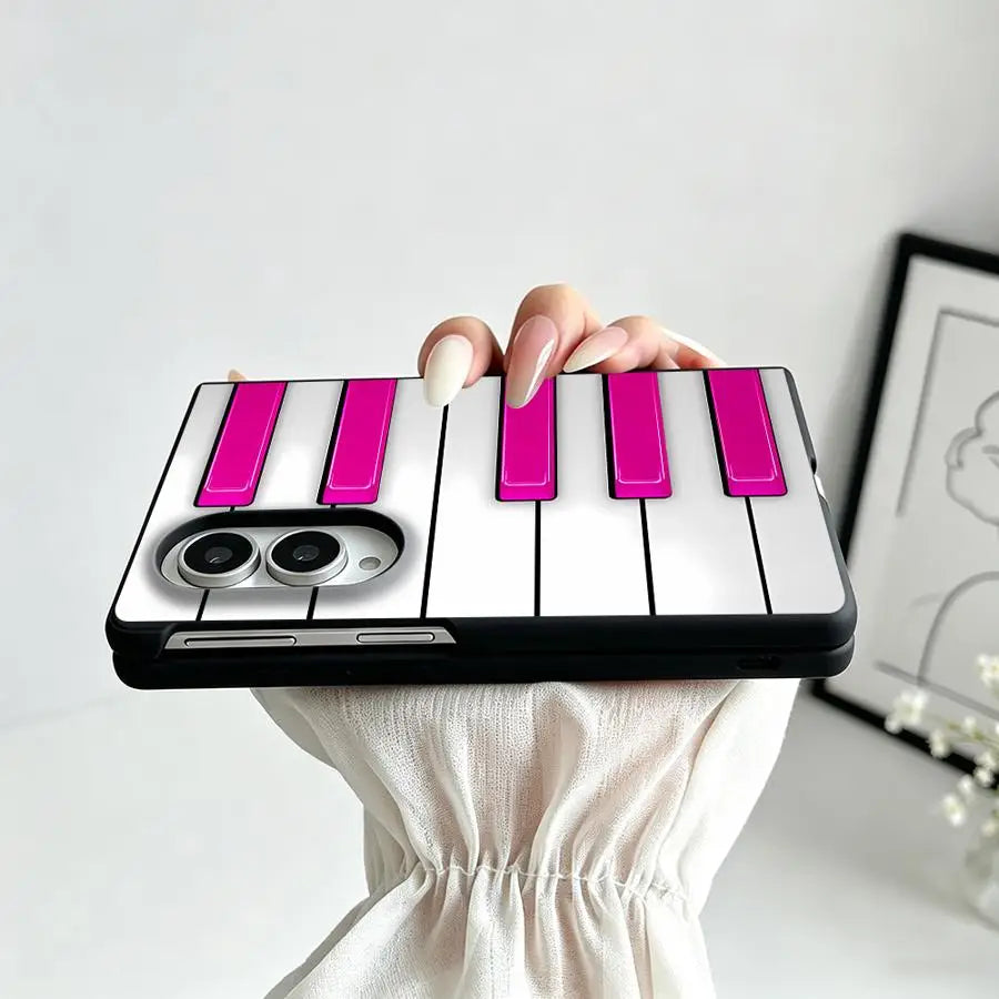Luxury Phone Cover Case for Samsung Galaxy ZFold Wide Z Fold8 Wide ZFold8 Z Fold 8 Pink Piano Keys