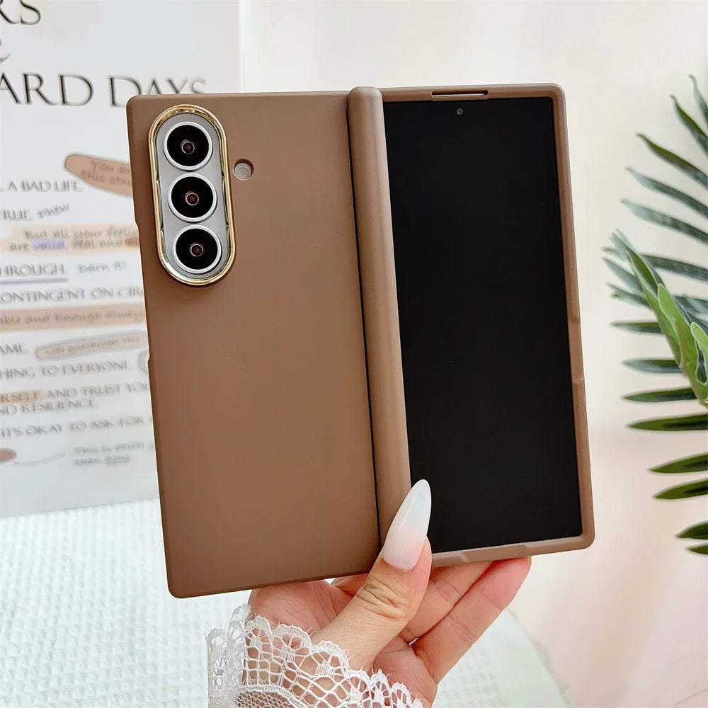 Luxury For MagSafe Flip Hinged Protection Phone Case for Samsung Galaxy Z Fold 8 7 6 5 Wireless Charging Solid Color Matte Cover