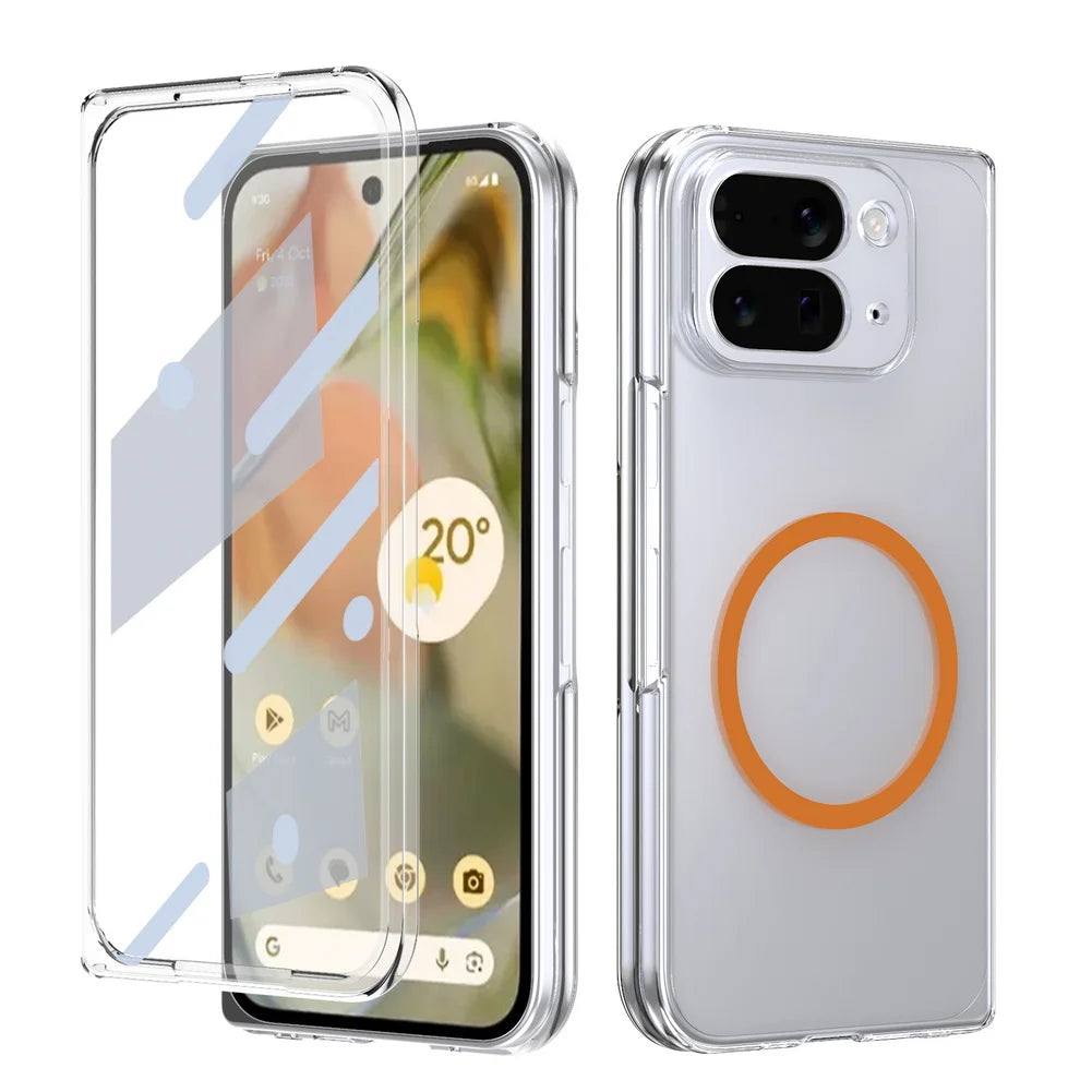 Metal Camera Edge Buttons Magnet Adsorption Tempered Glass Protect Case For Google Pixe 10 Pro Fold pixel10 fold Back Cover
