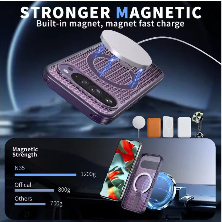 Honeycomb Cooling Stand Holder Magnetic Ring Case for Google Pixel10 Pro XL pixel 10 pro 10 9A 9 pro XL Armor Protective Cover